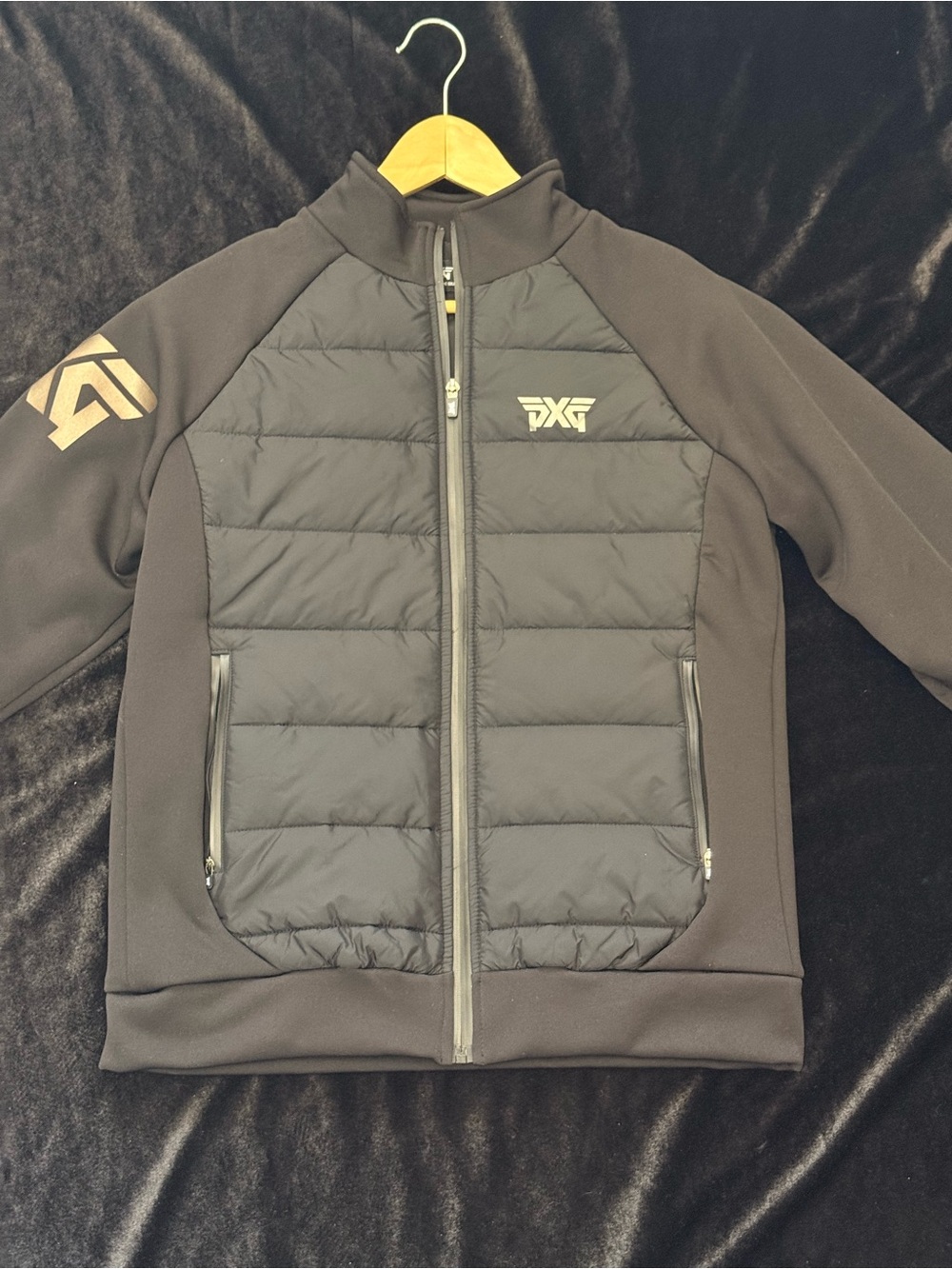 PXG Black Quilted Front Puffer Jacket with Logo